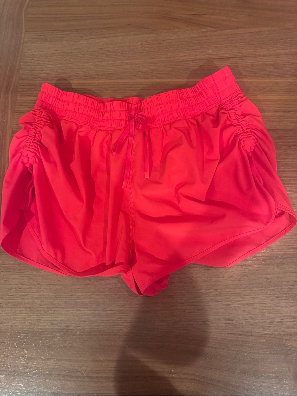 lululemon athletica Bright coral Ruched Side Athletic Shorts